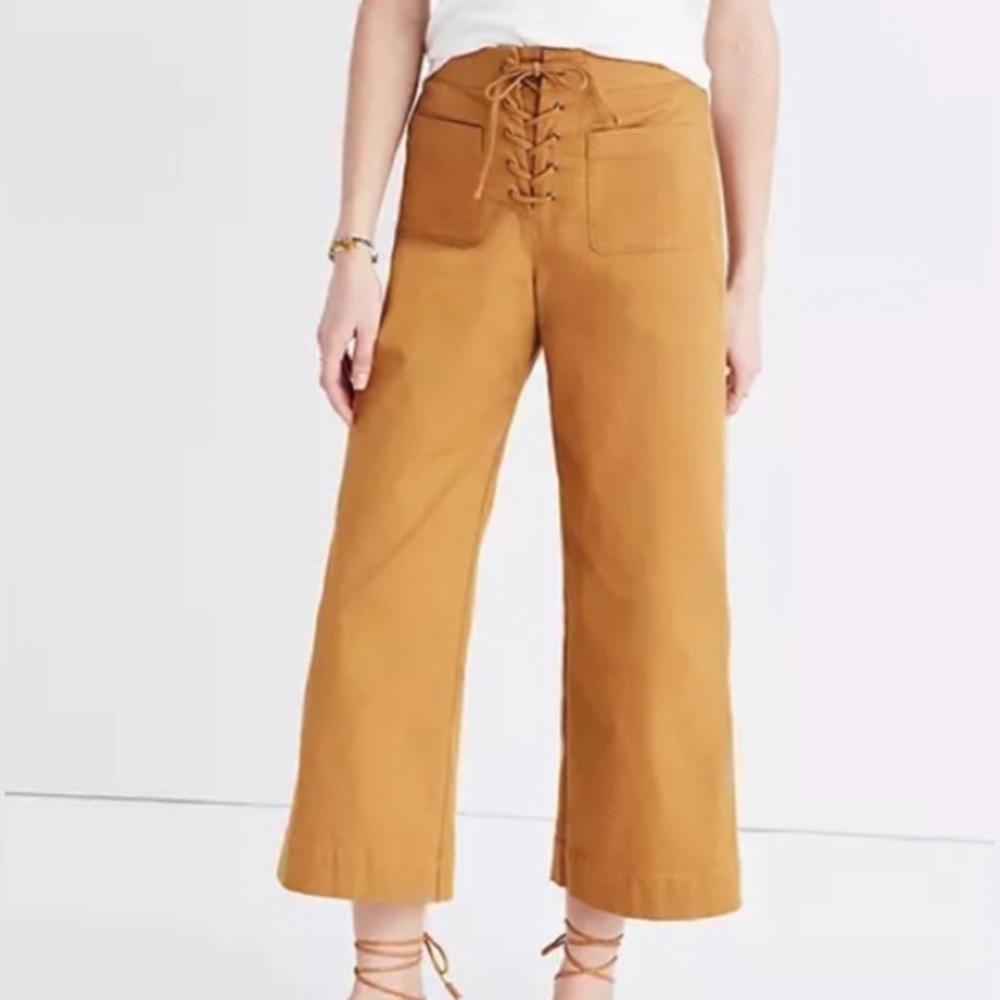 Madewell Lace-Up High Waisted Wide Leg Pants